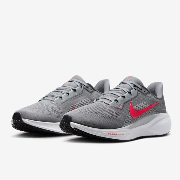 Nike Air Zoom Pegasus 41 Running Training Gym Shoes Grey Red - Picture 2 of 14